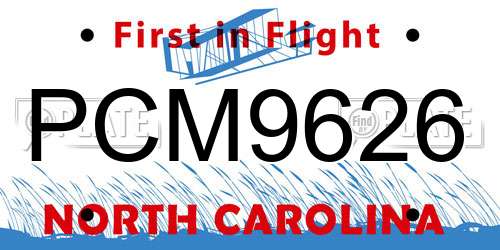 PCM9626 North Carolina License Plate