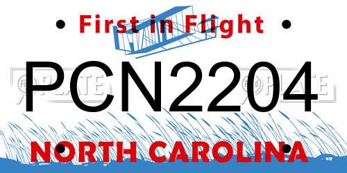PCN2204 North Carolina License Plate