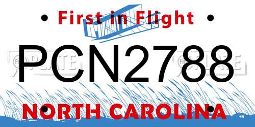 PCN2788 North Carolina License Plate