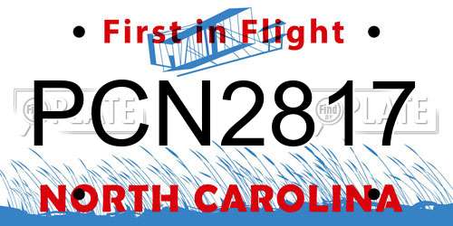PCN2817 North Carolina License Plate