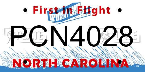 PCN4028 North Carolina License Plate