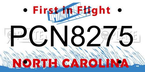 PCN8275 North Carolina License Plate
