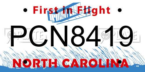 PCN8419 North Carolina License Plate