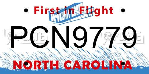 PCN9779 North Carolina License Plate