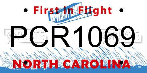 PCR1069 North Carolina License Plate