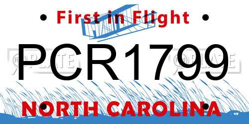 PCR1799 North Carolina License Plate