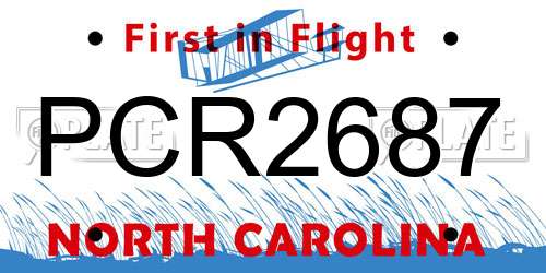 PCR2687 North Carolina License Plate