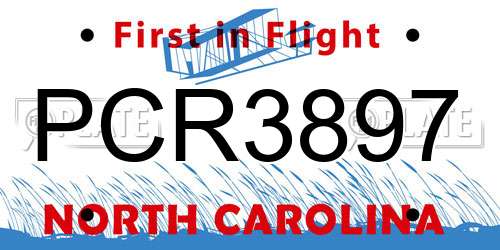 PCR3897 North Carolina License Plate