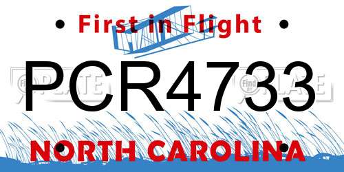 PCR4733 North Carolina License Plate