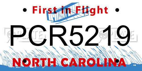 PCR5219 North Carolina License Plate