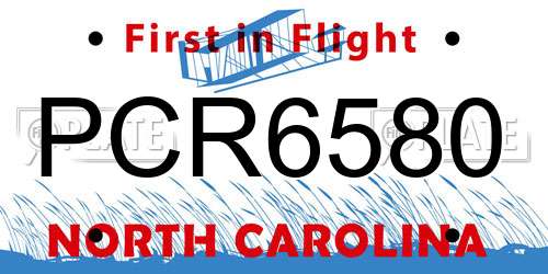 PCR6580 North Carolina License Plate