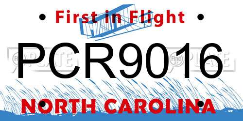PCR9016 North Carolina License Plate