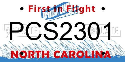 PCS2301 North Carolina License Plate
