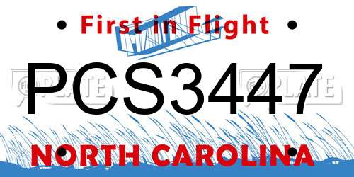 PCS3447 North Carolina License Plate