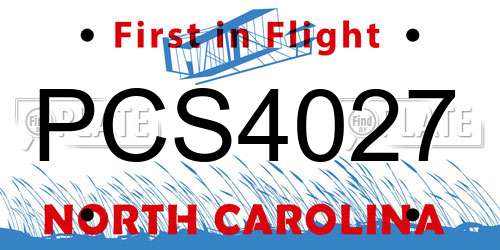 PCS4027 North Carolina License Plate
