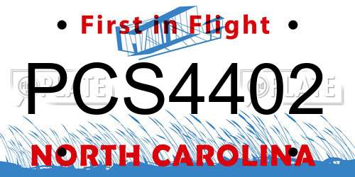PCS4402 North Carolina License Plate