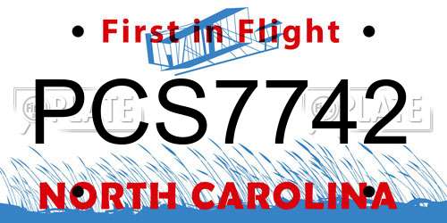 PCS7742 North Carolina License Plate