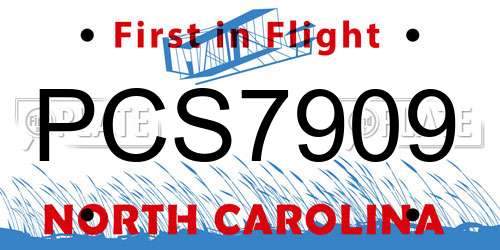 PCS7909 North Carolina License Plate