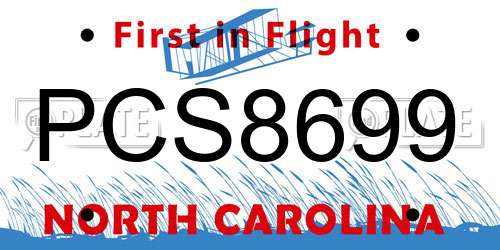 PCS8699 North Carolina License Plate