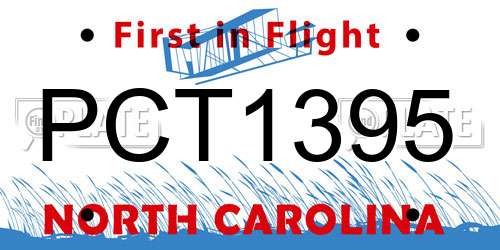 PCT1395 North Carolina License Plate