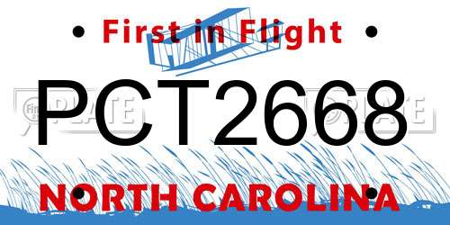 PCT2668 North Carolina License Plate