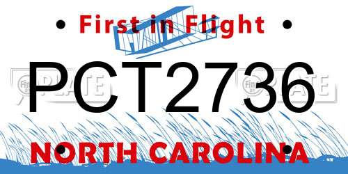 PCT2736 North Carolina License Plate