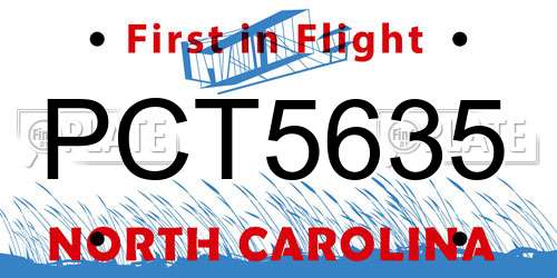 PCT5635 North Carolina License Plate