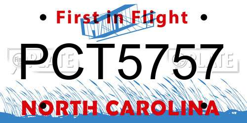 PCT5757 North Carolina License Plate