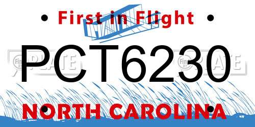 PCT6230 North Carolina License Plate