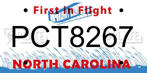 PCT8267 North Carolina License Plate