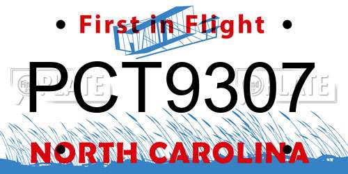 PCT9307 North Carolina License Plate