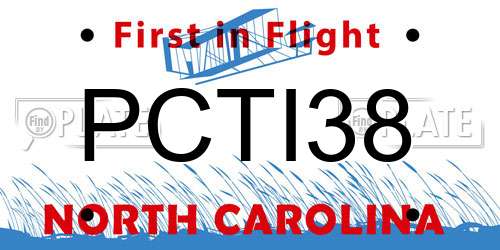 PCTI38 North Carolina License Plate