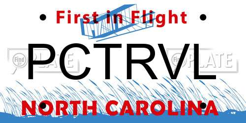 PCTRVL North Carolina License Plate