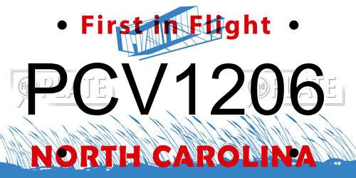 PCV1206 North Carolina License Plate
