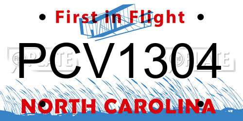 PCV1304 North Carolina License Plate