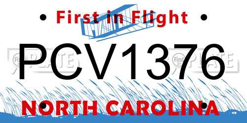 PCV1376 North Carolina License Plate