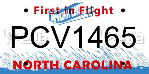 PCV1465 North Carolina License Plate