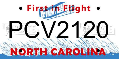 PCV2120 North Carolina License Plate
