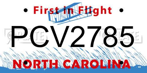 PCV2785 North Carolina License Plate