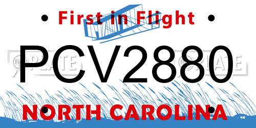 PCV2880 North Carolina License Plate