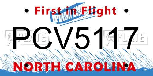 PCV5117 North Carolina License Plate