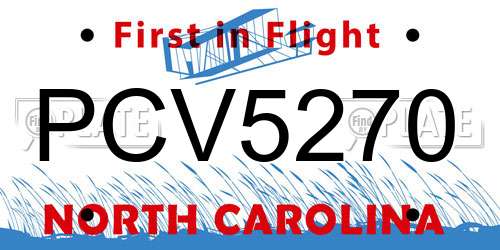 PCV5270 North Carolina License Plate