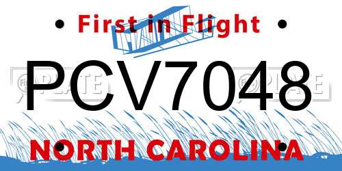 PCV7048 North Carolina License Plate