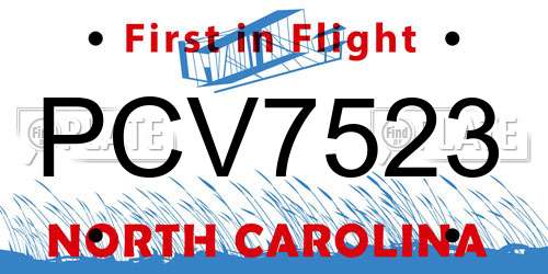PCV7523 North Carolina License Plate