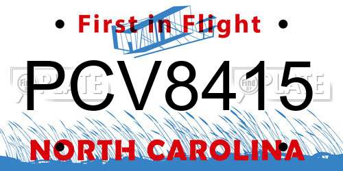 PCV8415 North Carolina License Plate
