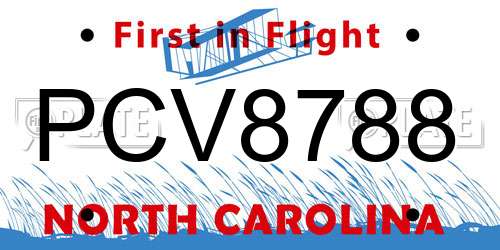 PCV8788 North Carolina License Plate