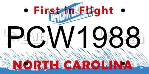 PCW1988 North Carolina License Plate