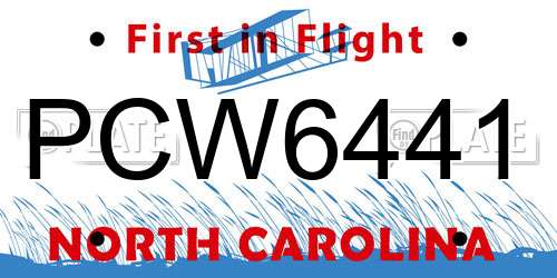 PCW6441 North Carolina License Plate