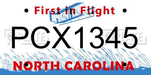 PCX1345 North Carolina License Plate