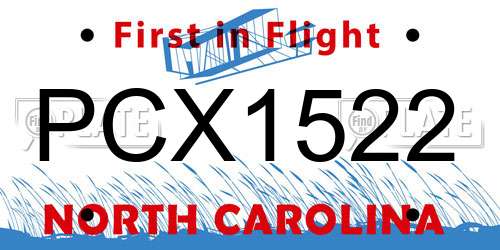 PCX1522 North Carolina License Plate